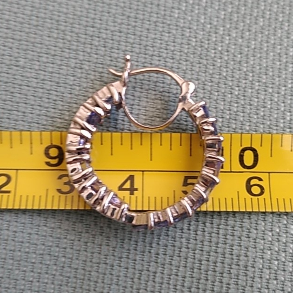 💜🌺 TANZANITE INSIDE OUT HOOP EARRING'S 🌺💜 - Picture 3 of 5